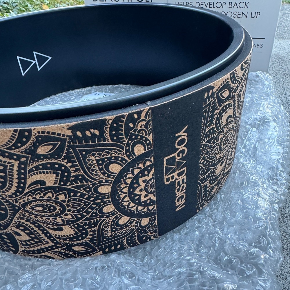 Yoga Design Lab Mandala Black Cork The Yoga Wheel 12.6" Stretching NEW Box